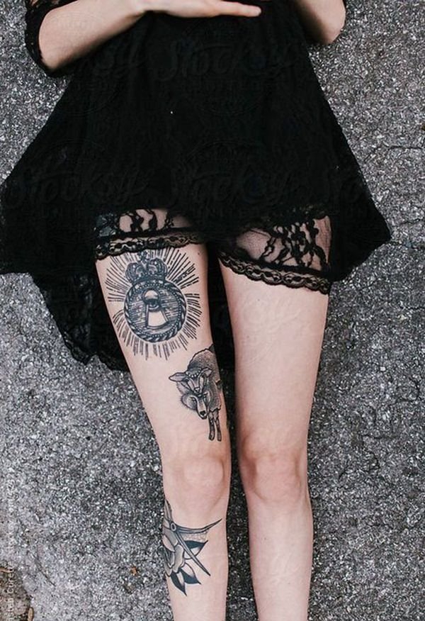 超性感的各种性感女生裙底纹身图案