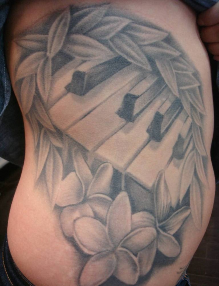 3D钢琴键盘图案纹身