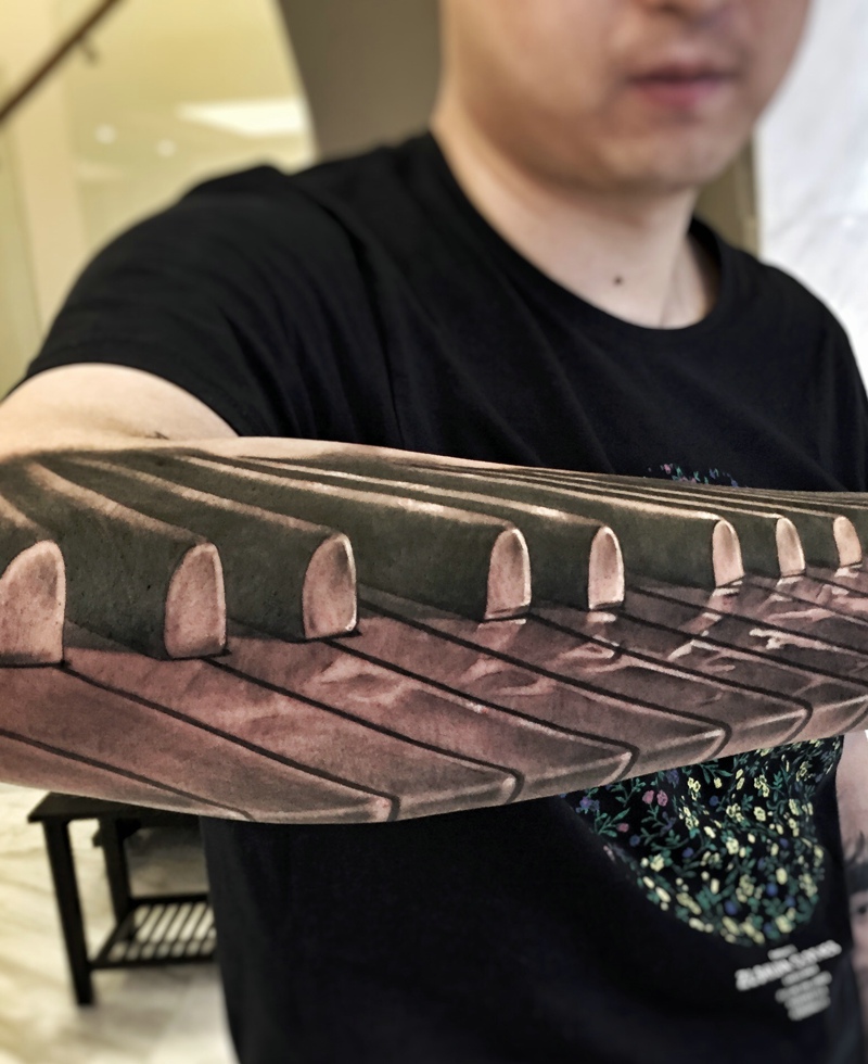 潮男手臂3dj机械纹身图案很霸气