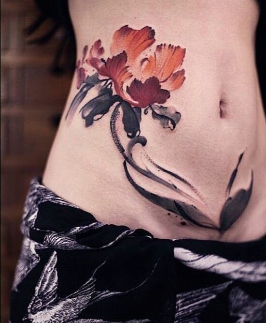 三款不同风格的水彩图腾纹身图案