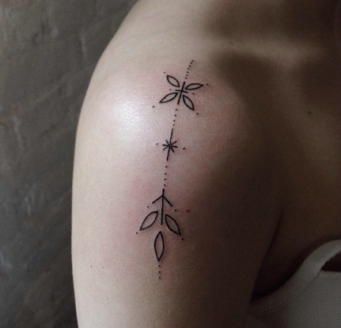 一组简洁别致的点线纹身图案