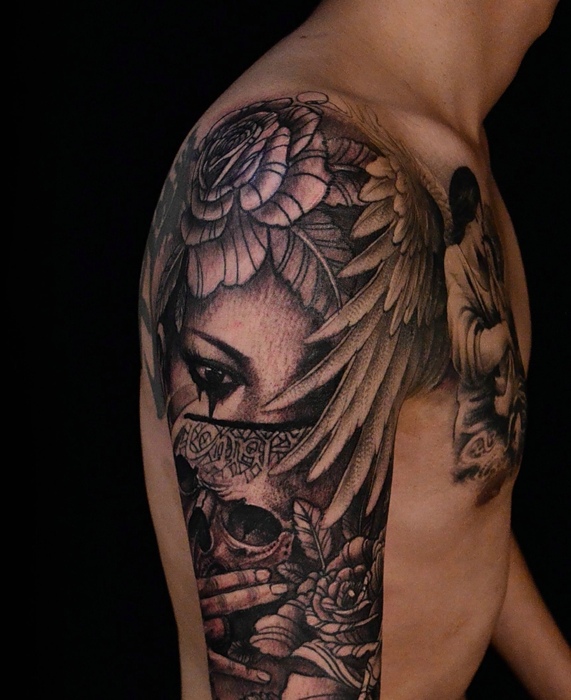 一款半甲纹身图案特别的温馨