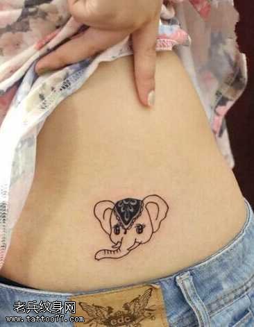 腹部小象头纹身图案