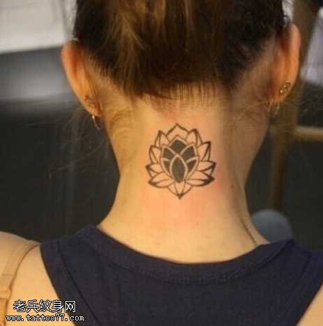 脖部莲花图腾纹身图案