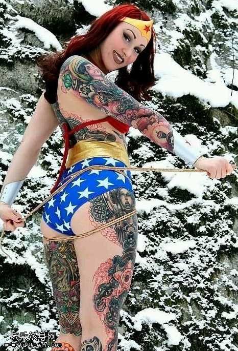 战争少女纹身图案