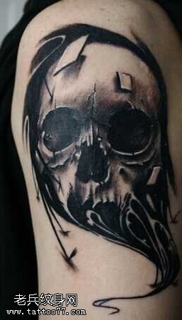胳膊骷髅纹身图案
