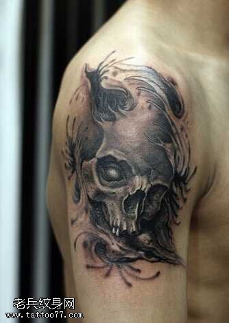 胳膊骷髅纹身图案