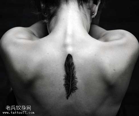 背部羽毛纹身图案