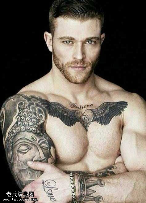 胳膊佛祖肌肉纹身图案