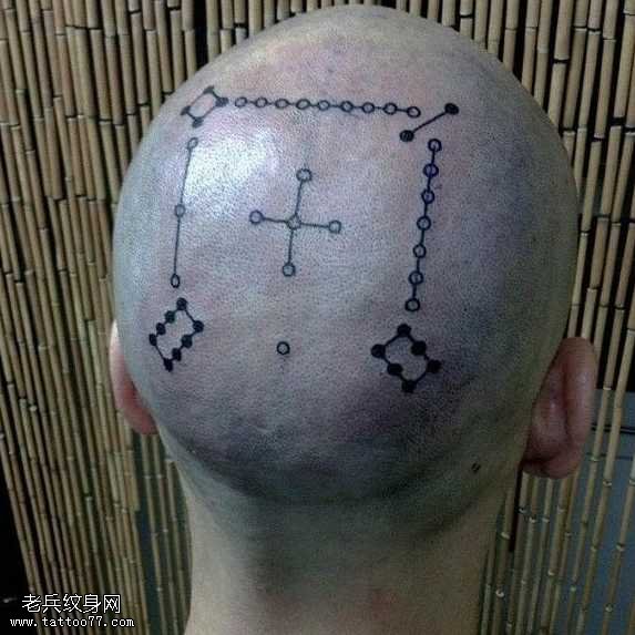 头部点刺纹身图案