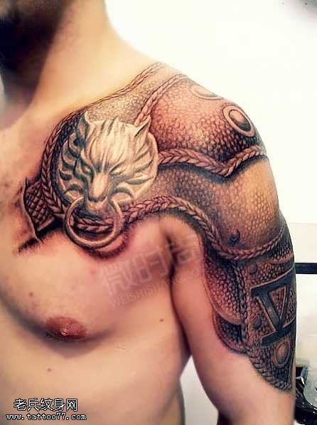 小狮子盔甲纹身图案