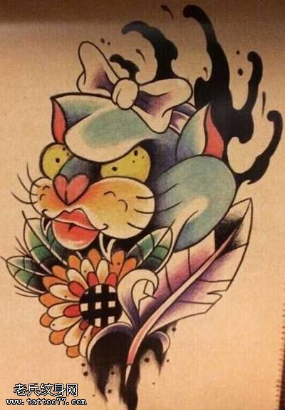 漂亮的school手稿风格纹身图案