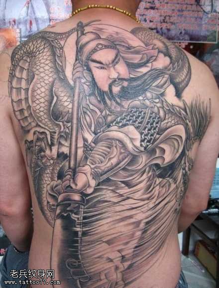 满背关公纹身图案