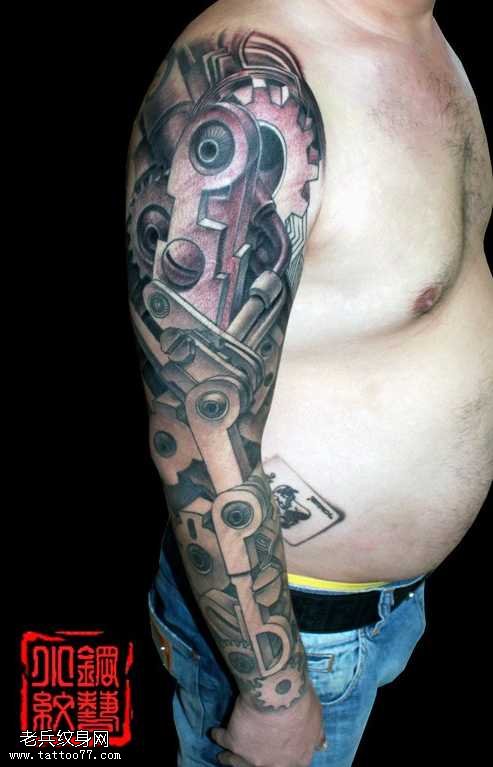 胳膊机器纹身图案