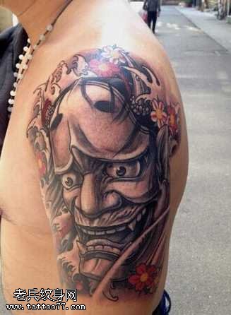 胳膊黑般若纹身图案