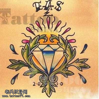 手稿钻石花朵纹身图案