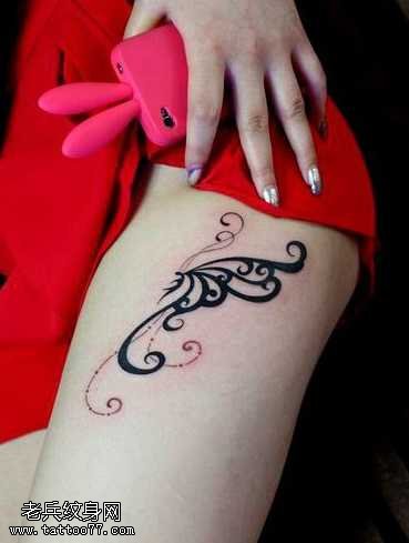 腿部翅膀图腾纹身图案