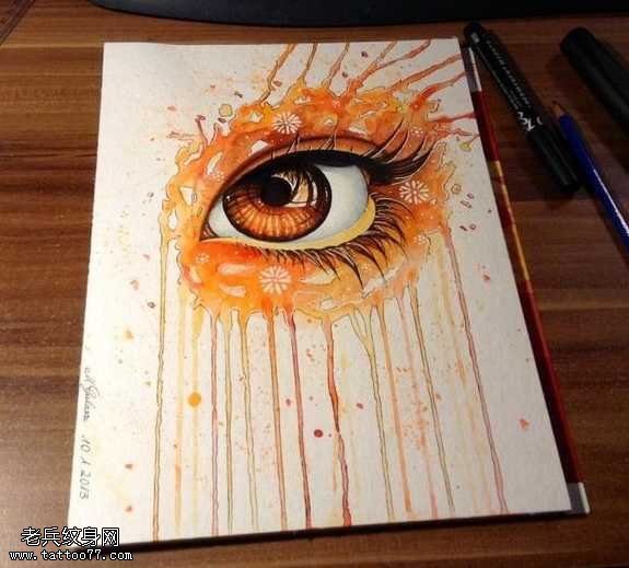 手稿眼睛黄血纹身图案