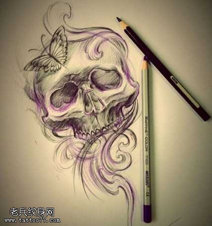 手稿潮流经典的骷髅纹身图案