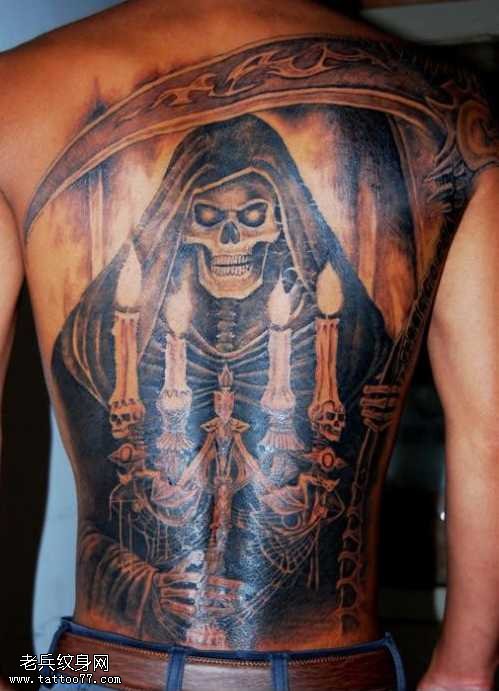 背部死神纹身图案