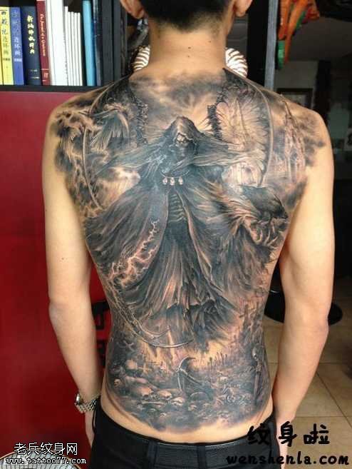 满背炫酷死神纹身图案