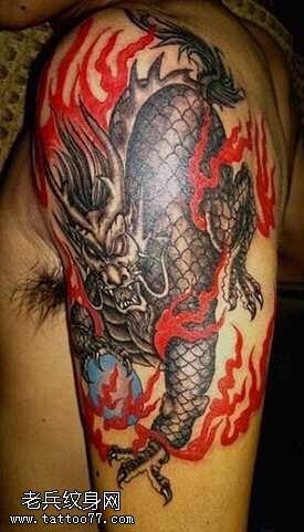 胳膊火麒麟纹身图案