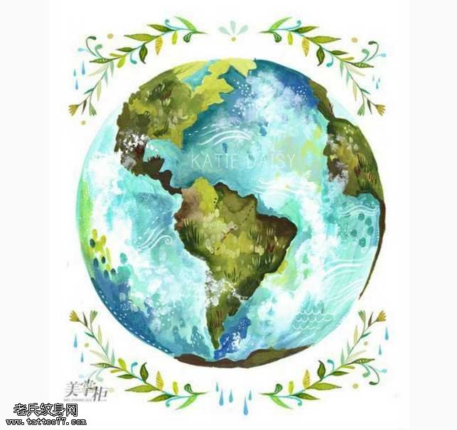 手稿宇宙地球纹身图案