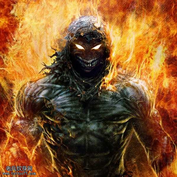 手稿火人纹身图案