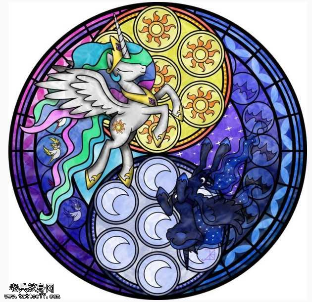 手稿太极独角兽纹身图案