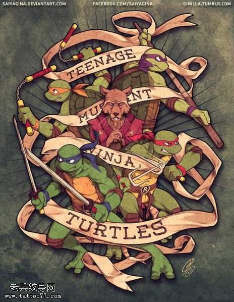 手稿乌龟纹身图案
