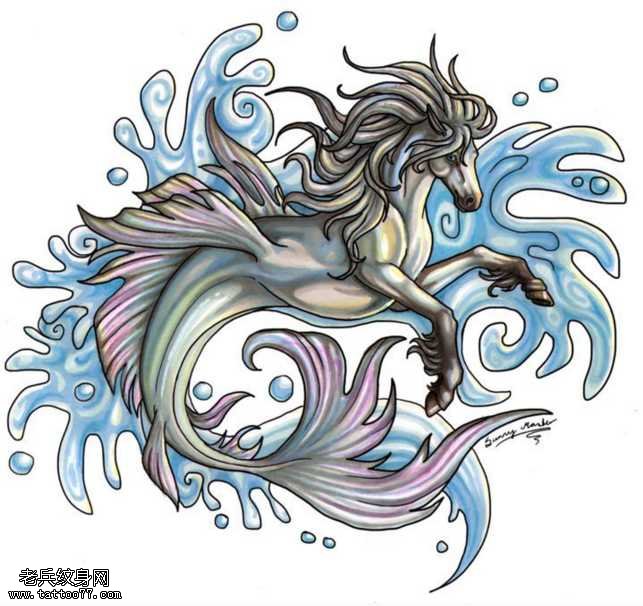 手稿海马纹身图案