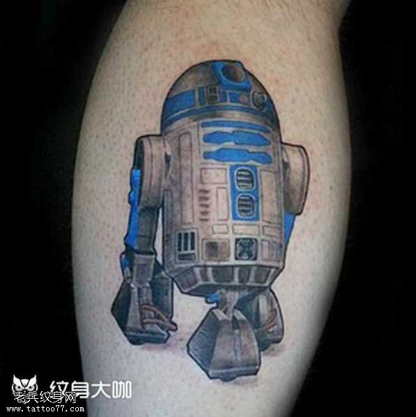 腿部机器纹身图案