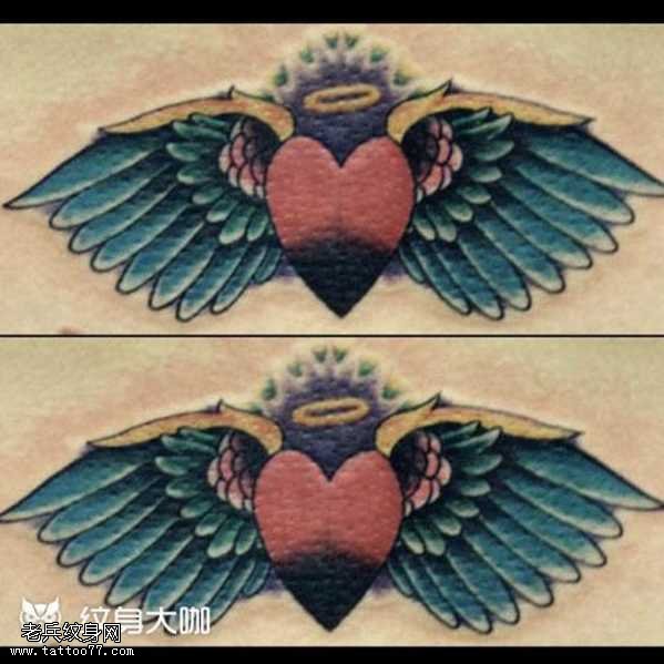 心形翅膀纹身图案