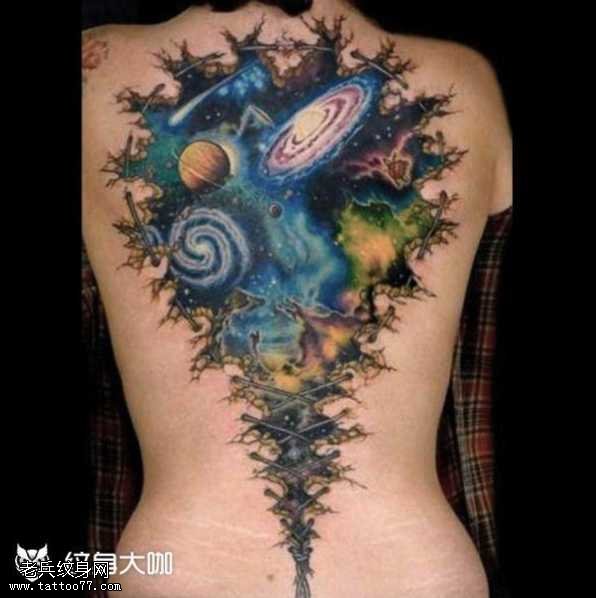 背部星空纹身图案