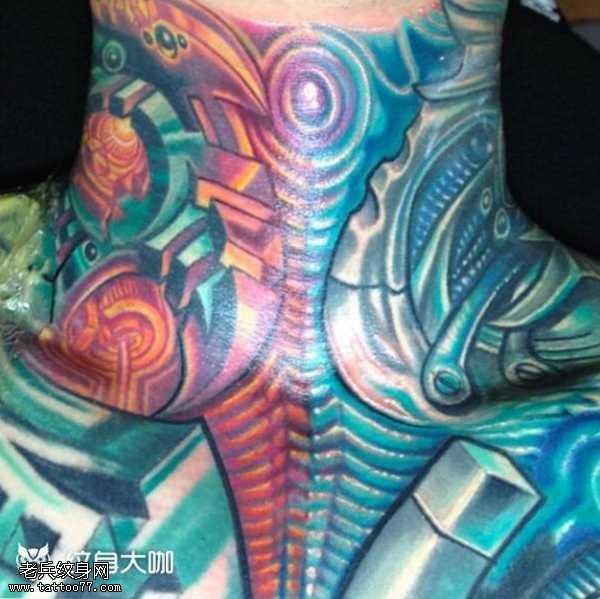 脖子机器纹身图案