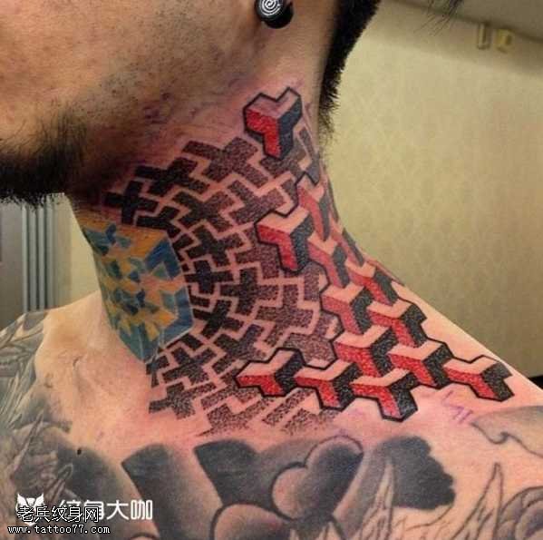 脖子抽象纹身图案