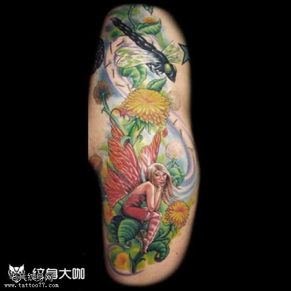 腰部小精灵纹身图案