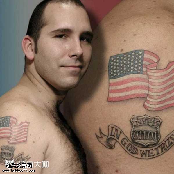 胳膊美国国旗纹身图案