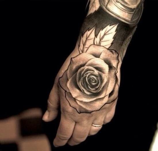 40款满手背玫瑰花纹身图案
