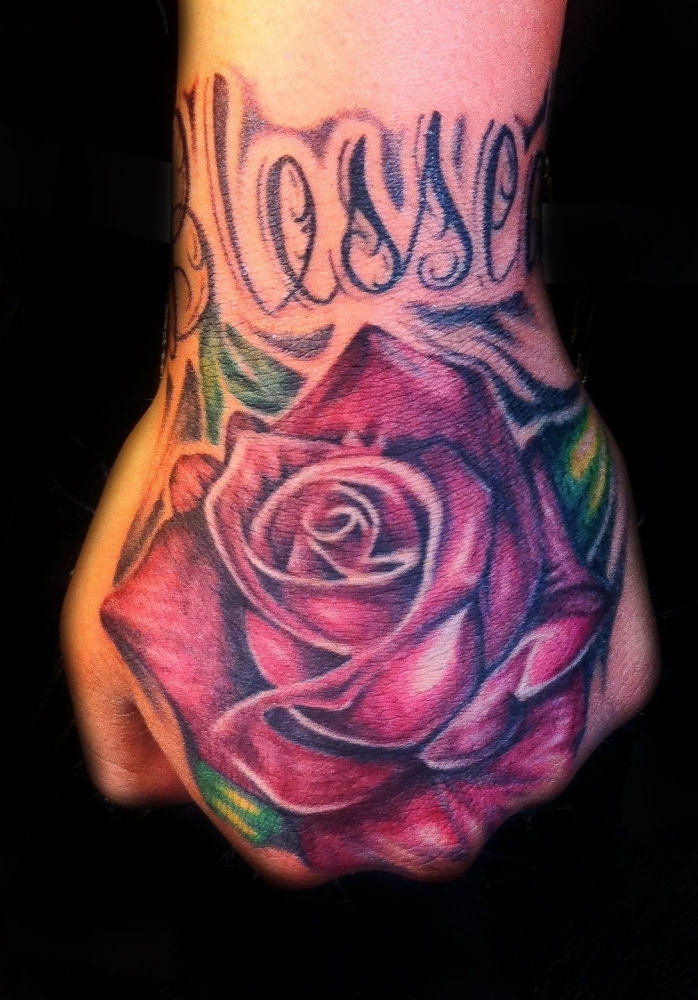 40款满手背玫瑰花纹身图案