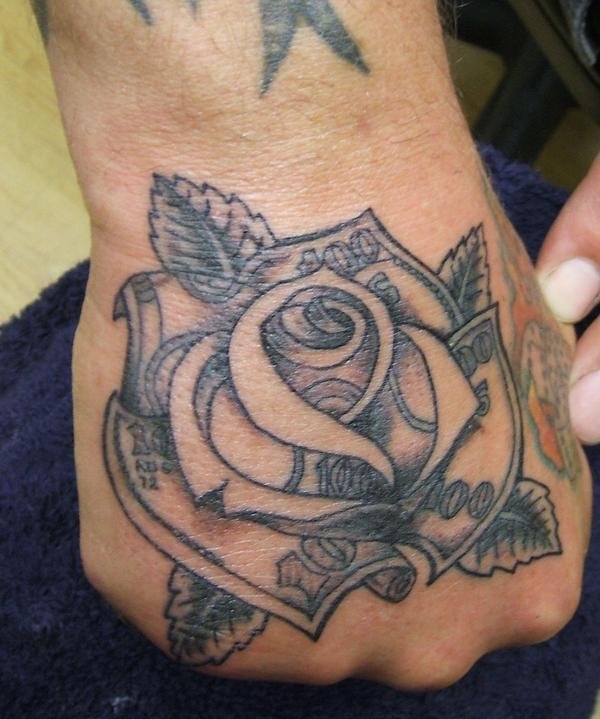 40款满手背玫瑰花纹身图案