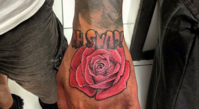 40款满手背玫瑰花纹身图案