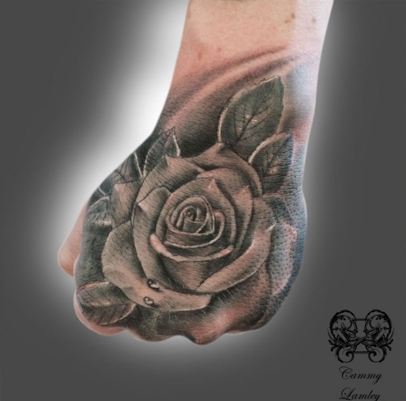 40款满手背玫瑰花纹身图案