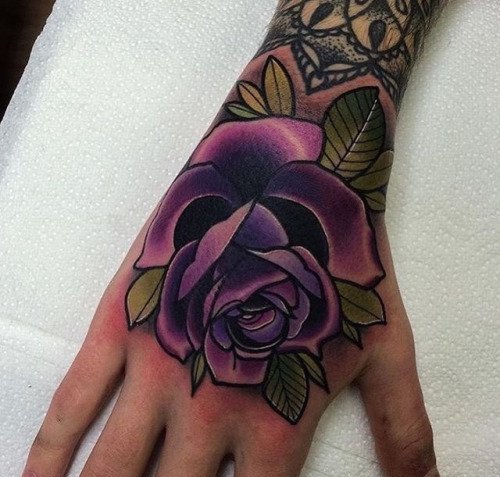 40款满手背玫瑰花纹身图案
