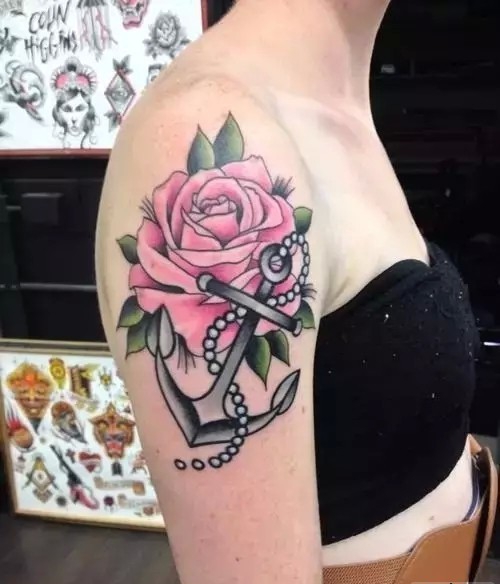 一组大气时尚的船锚纹身