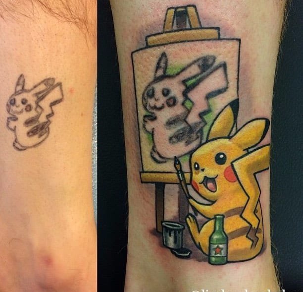 15款各种造型的皮卡丘纹身图案
