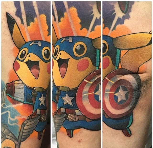 15款各种造型的皮卡丘纹身图案