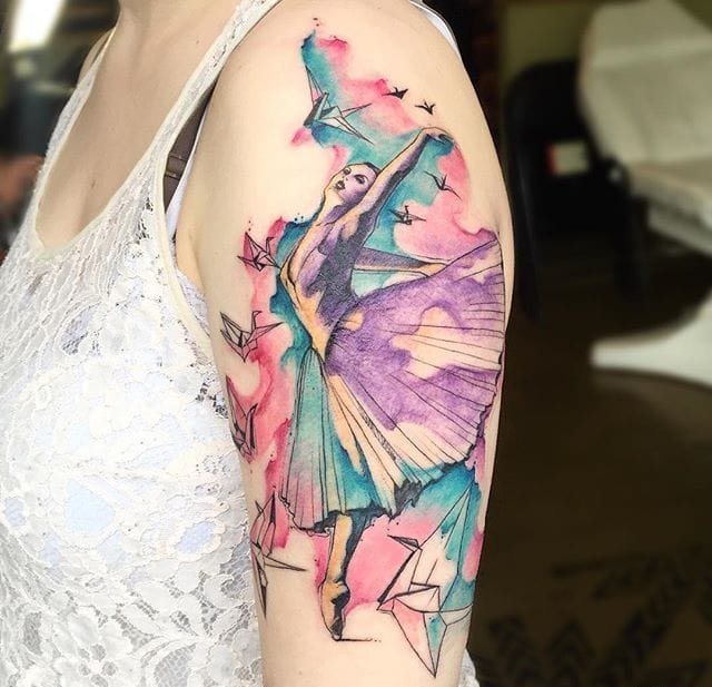 来自纹身师(June Jung)的一组水彩纹身图案