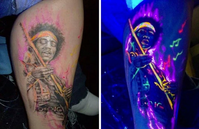 背后上隐形月夜下的恶魔纹身图案