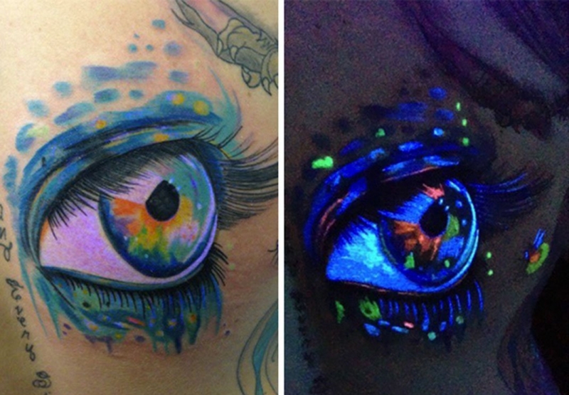 背后上隐形月夜下的恶魔纹身图案